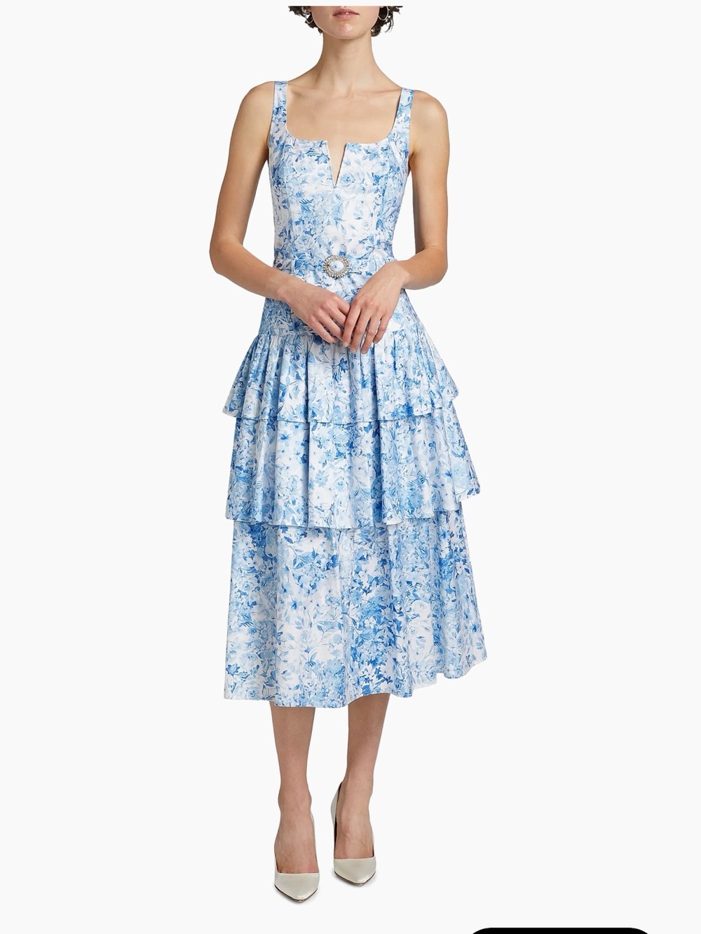 Generation Love Celeste Floral Poplin Midi Dress NWT Size M Blue White